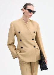 Sculptural Collarless Jacket - Camel - CO Collections